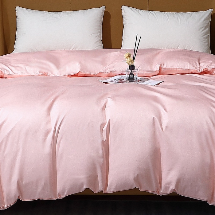 91家纺网 家纺一手货源 找家纺 晶缦家纺 2025新款全棉纯棉50支双股贡缎长绒棉纯色单品被套 绮芸-浅粉玉 