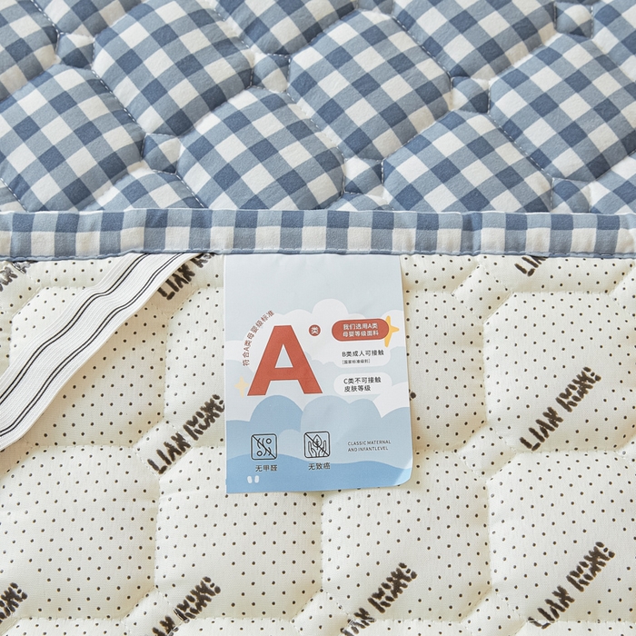 91家纺网 家纺一手货源 找家纺 恋绒家纺 2025新款无印风床褥床护垫宿舍床垫亲肤水洗棉软床垫 蓝小格