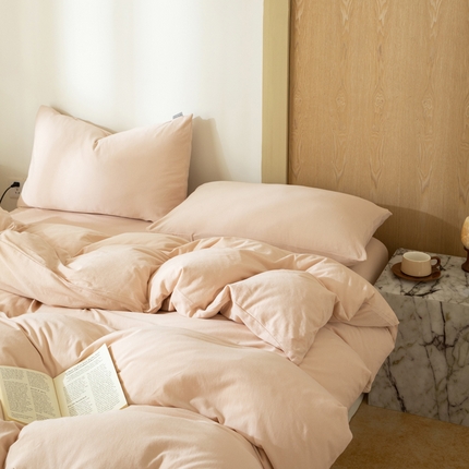 梦可莱家居 2025春夏新品全棉针织棉纯色系列 蜜桃