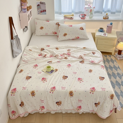 桃子家居  2025新款A类高品质牛奶针织棉软糯大豆夏被 针织棉-开心时刻