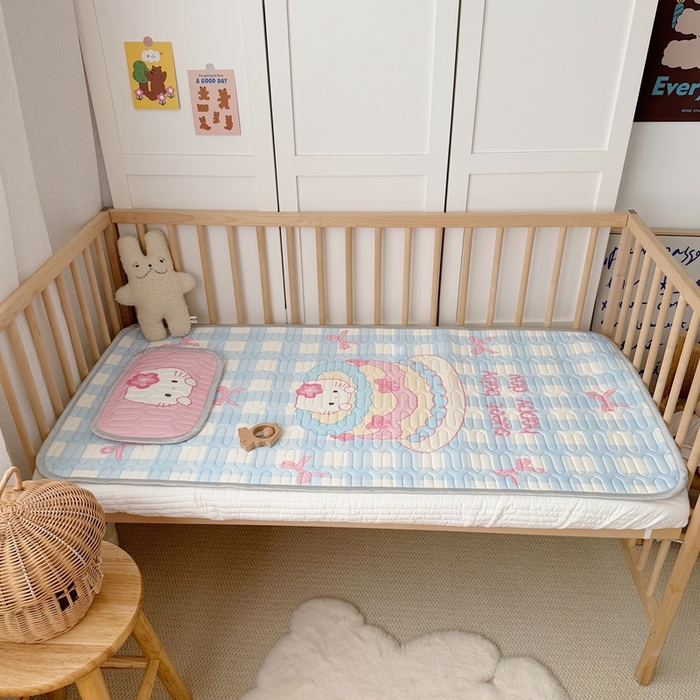 91家纺网 家纺一手货源 找家纺 美乐迪家纺 2025新款儿童乳胶凉席 蛋糕猫咪