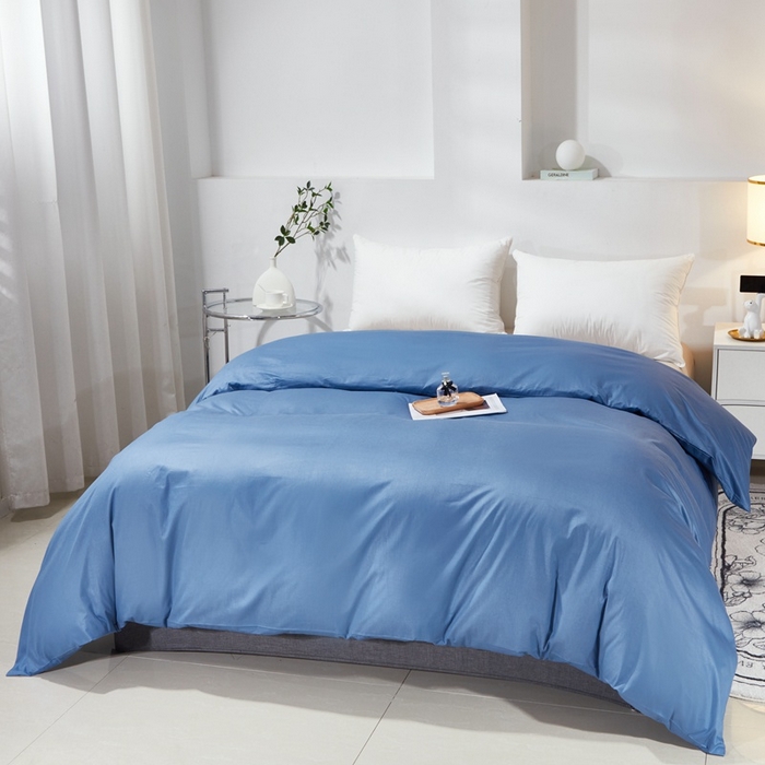 91家纺网 家纺一手货源 找家纺 晶缦家纺 2025新款喷气全棉13376纯棉斜纹纯色被套-沐兰 沐兰-牛仔蓝