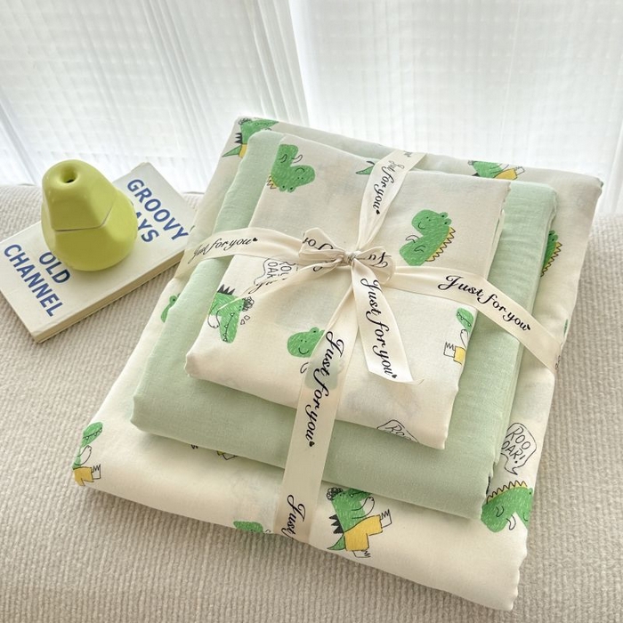 91家纺网 家纺一手货源 找家纺 2025新款双层纱印花卡通四件套-叠拍 酷酷龙