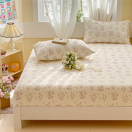 名兮家居 2025新款全棉双层纱床笠 双层纱-仙草紫