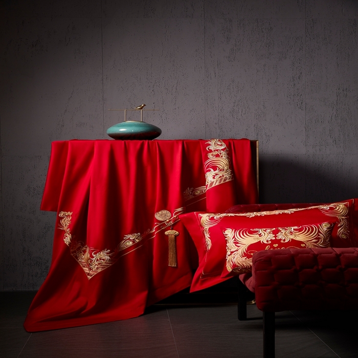 91家纺网 家纺一手货源 找家纺 爱情故事2025新款婚庆新品 锦凤流光