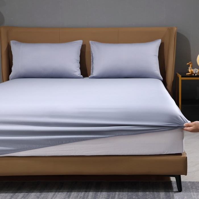 91家纺网 家纺一手货源 找家纺 晶缦家纺 2025新款全棉纯棉50支双股贡缎长绒棉纯色单品床笠 绮芸-绫兰灰