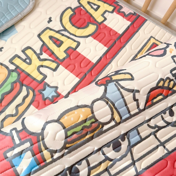 91家纺网 家纺一手货源 找家纺 美乐迪家纺 2025新款儿童乳胶凉席 汉堡伙伴