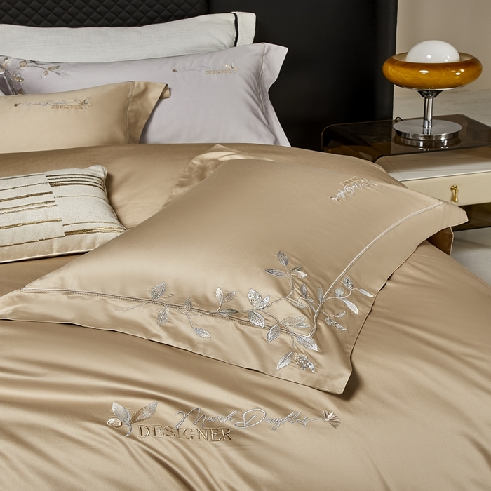 91家纺网 家纺一手货源 找家纺 爱情故事2025春夏居家新品四件套 秋叶-香槟色