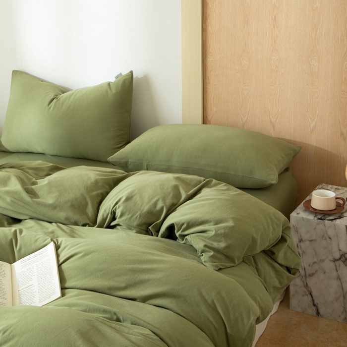 91家纺网 家纺一手货源 找家纺 梦可莱家居 2025春夏新品全棉针织棉纯色系列 青春绿