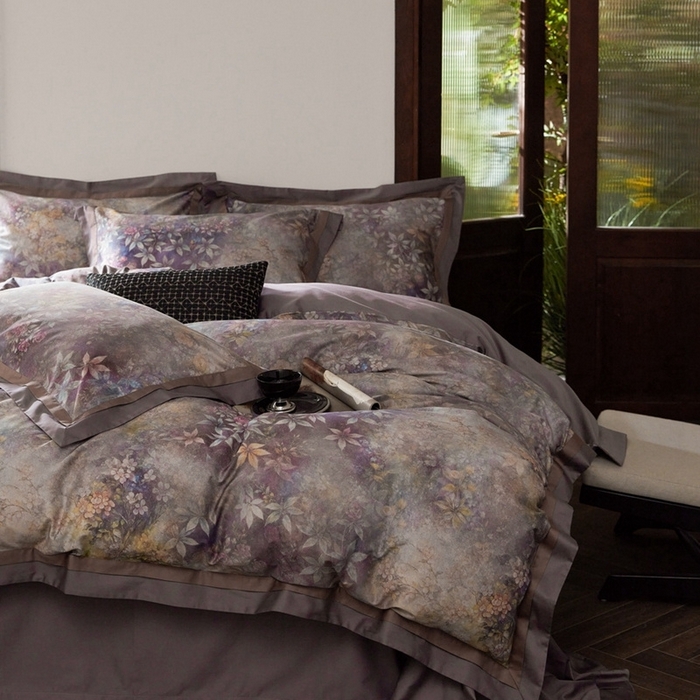 91家纺网 家纺一手货源 找家纺 由丽家纺 2025新款数码印花四件套 慕香-紫