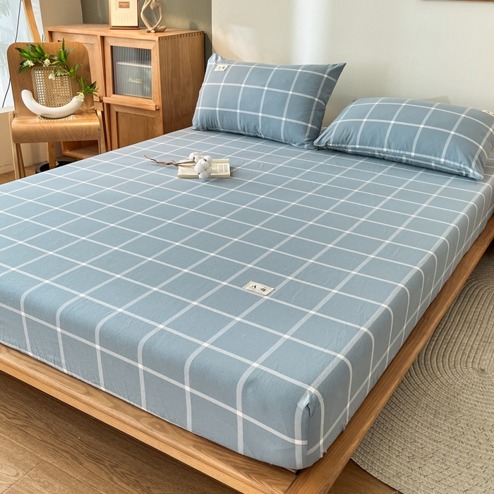 91家纺网 家纺一手货源 找家纺 21度C 2025新款A类全棉母婴级四件套单品系列-单床笠 海蓝格