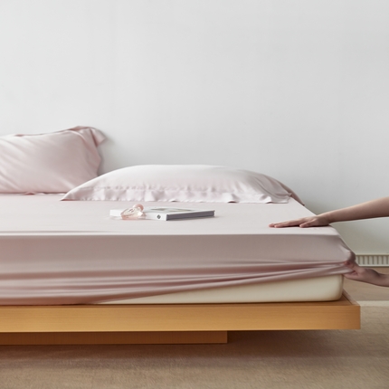 91家纺网 家纺一手货源 找家纺 简纯主义 2025新款100s超细旦天丝-单床笠 柔霜粉