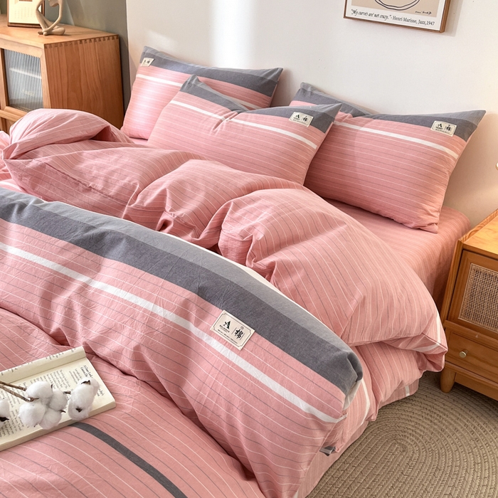 91家纺网 家纺一手货源 找家纺 21度C 2025新款A类全棉母婴级四件套单品系列-四件套 豆蔻粉