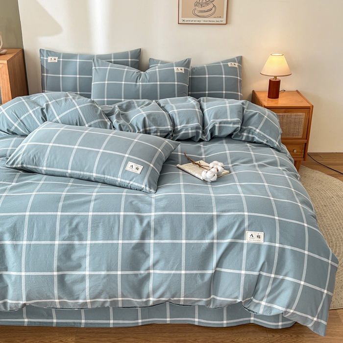 91家纺网 家纺一手货源 找家纺 21度C 2025新款A类全棉母婴级四件套单品系列-单被套 海蓝格