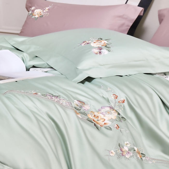 91家纺网 家纺一手货源 找家纺 爱情故事2025春夏居家新品四件套 盛夏-浅绿