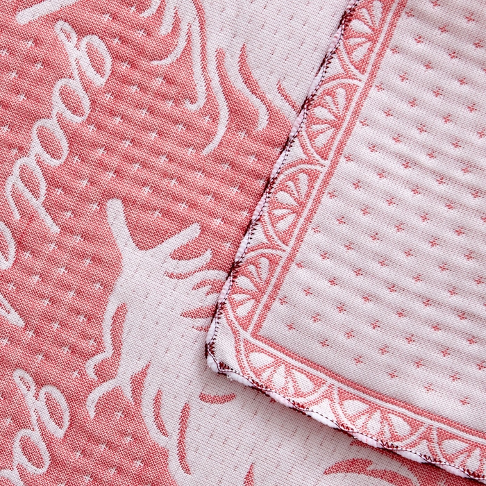 91家纺网 家纺一手货源 找家纺 朴尔家纺-毛巾被 2025新款蜂窝透气提花锁边立体枕巾 凤羽飞舞-粉