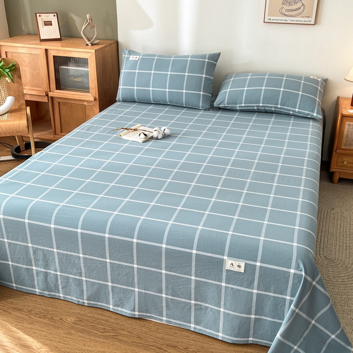 91家纺网 家纺一手货源 找家纺 21度C 2025新款A类全棉母婴级四件套单品系列-单床单 海蓝格