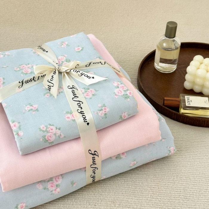 91家纺网 家纺一手货源 找家纺 典曼家纺 2025新款双层纱小清新印花四件套-叠拍 初夏