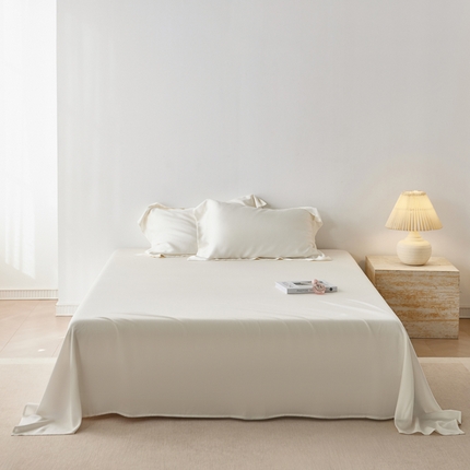 91家纺网 家纺一手货源 找家纺 简纯主义 2025新款100s超细旦天丝系列床单单件-单床单 杏仁白