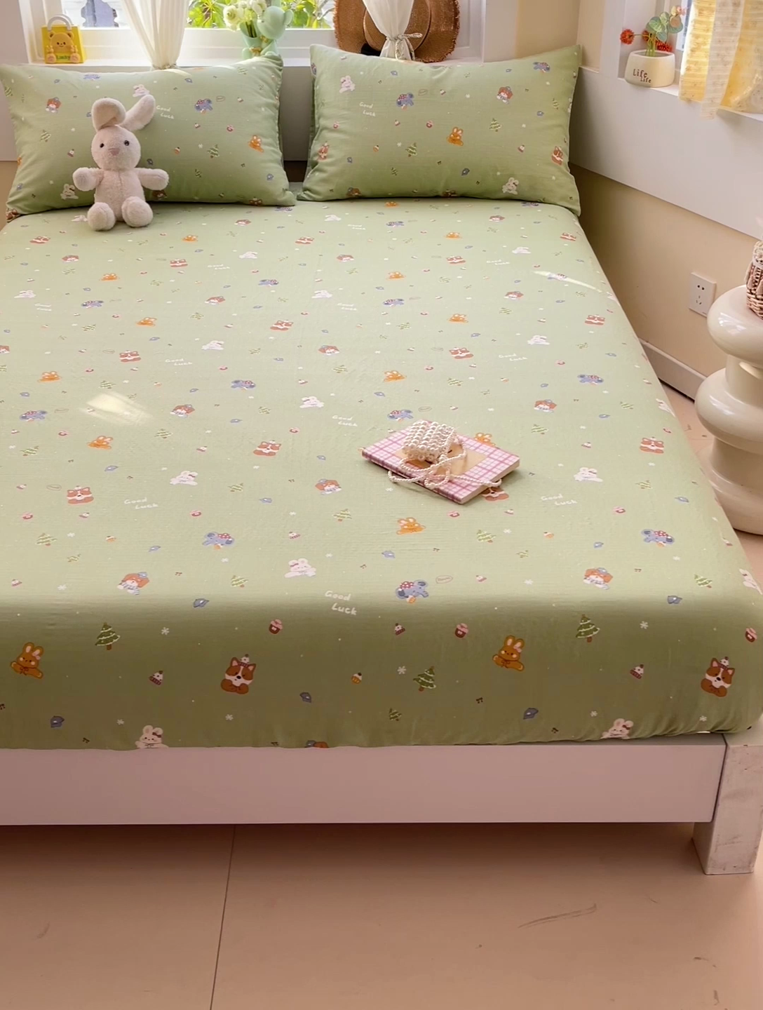 91家纺网 家纺一手货源 找家纺 名兮家居 2025新款全棉双层纱床笠 双层纱-圣诞屋