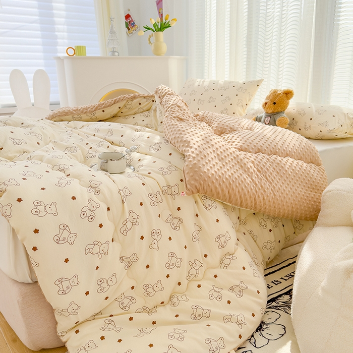 91家纺网 家纺一手货源 找家纺 （总）佰丝居 2025新款A类水洗棉双层纱豆豆被100%新疆棉花被夏被