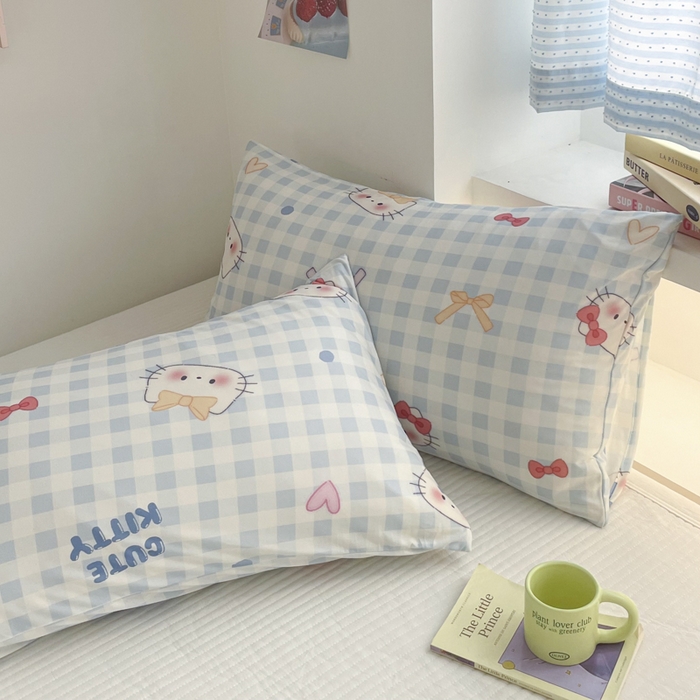 91家纺网 家纺一手货源 找家纺 桃子家居  2025新款A类高品质牛奶针织棉软糯大豆夏被 针织棉-蓝格猫咪