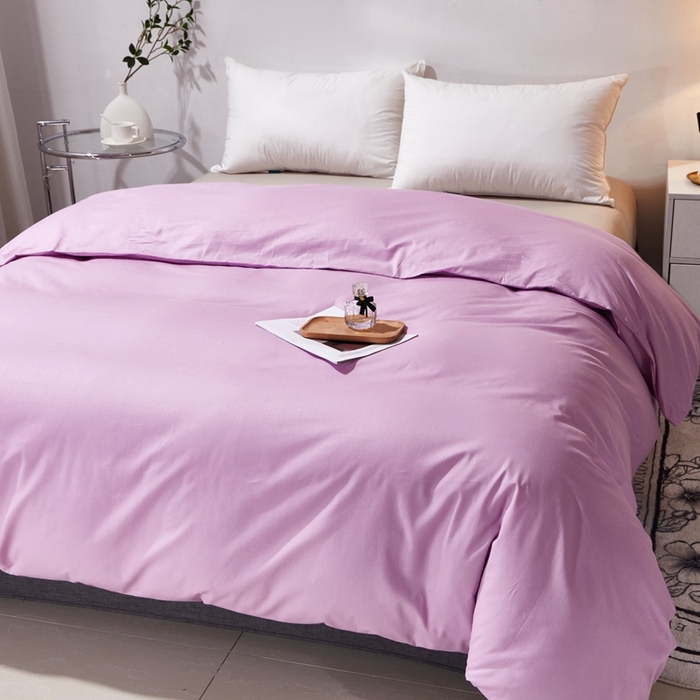 91家纺网 家纺一手货源 找家纺 晶缦家纺 2025新款喷气全棉13376纯棉斜纹纯色被套-沐兰 沐兰-浅紫