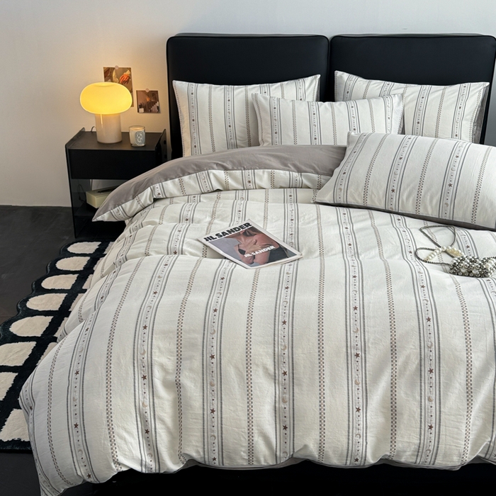 91家纺网 家纺一手货源 找家纺 简宜家居（朝初家纺） 2025新款40支全棉提花四件套（简川-星辰系列） 星辰-雅灰