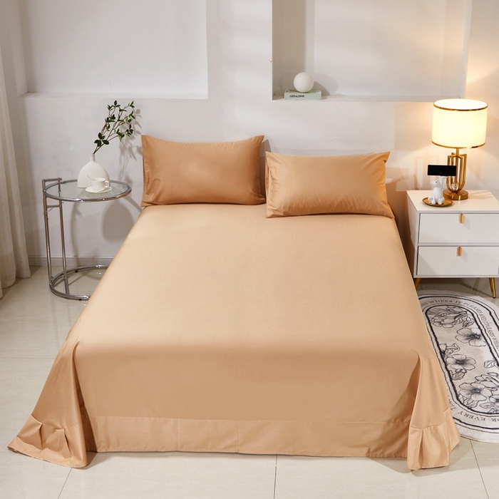 91家纺网 家纺一手货源 找家纺 晶缦家纺 2025新款喷气全棉13376纯棉斜纹纯色床单-沐兰 沐兰-卡其