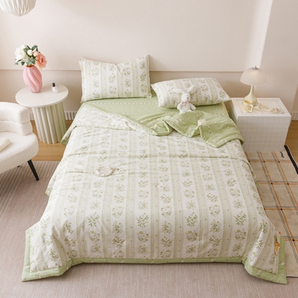 91家纺网 家纺一手货源 找家纺 一加一 2025新款全棉印花新疆棉花夏被四件套 初恋心语