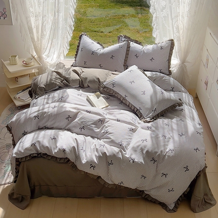 91家纺网 家纺一手货源 找家纺 （总）欧尚 2025新款针织棉双层纱四件套