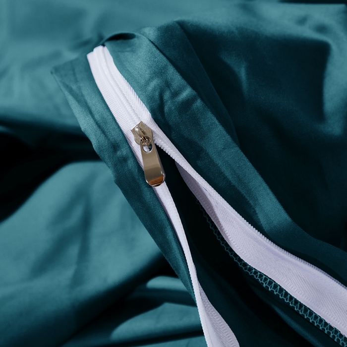 91家纺网 家纺一手货源 找家纺 晶缦家纺 2025新款喷气全棉13376纯棉斜纹纯色被套-沐兰 沐兰-孔雀绿