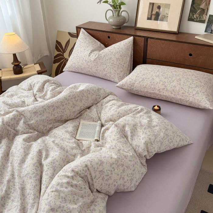 91家纺网 家纺一手货源 找家纺 典曼家纺 2025新款双层纱小清新印花四件套-床拍 半亩花田