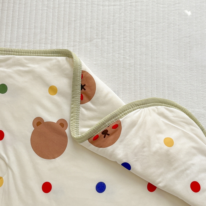 91家纺网 家纺一手货源 找家纺 桃子家居  2025新款A类高品质牛奶针织棉软糯大豆夏被 针织棉-波点熊