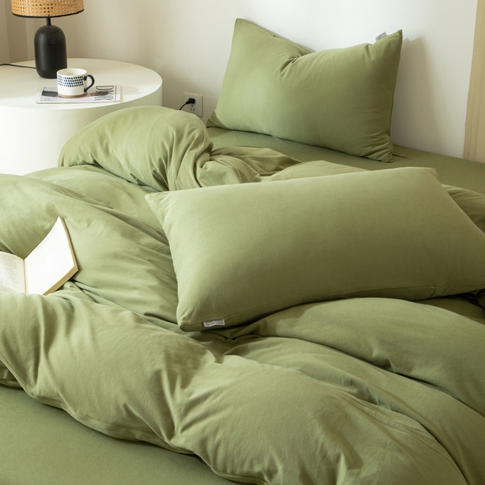 91家纺网 家纺一手货源 找家纺 梦可莱家居 2025春夏新品全棉针织棉纯色系列 青春绿