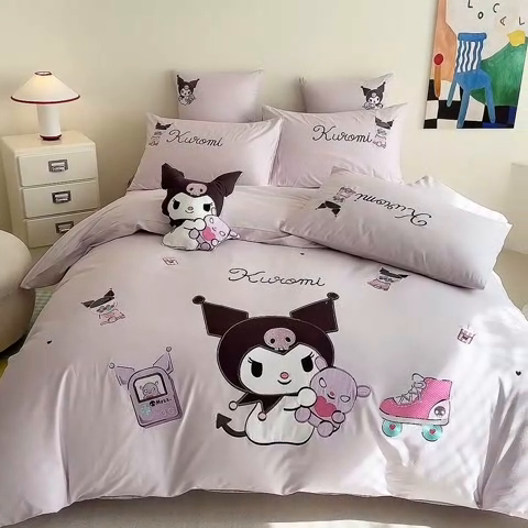 91家纺网 家纺一手货源 找家纺 绒棉世家 2025绒棉世家新款全棉水洗棉贴布绣专版四件套 库洛米