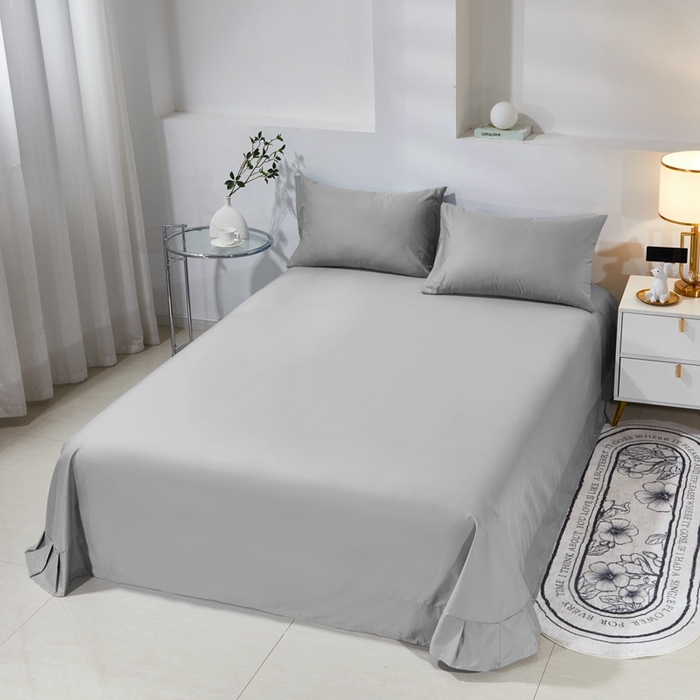 91家纺网 家纺一手货源 找家纺 晶缦家纺 2025新款喷气全棉13376纯棉斜纹纯色床单-沐兰 沐兰-典雅灰