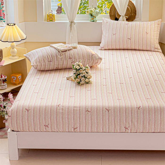 91家纺网 家纺一手货源 找家纺 名兮家居 2025新款全棉双层纱床笠 双层纱-蝴蝶结