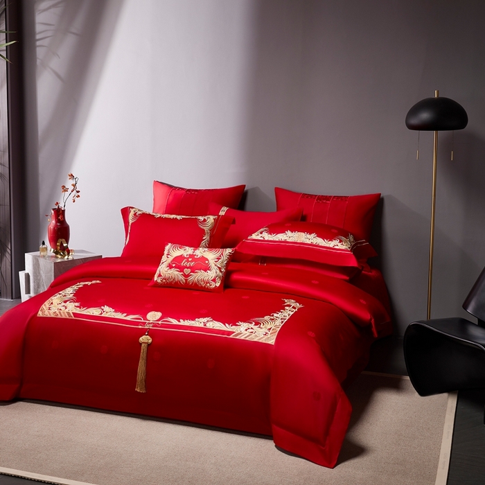 91家纺网 家纺一手货源 找家纺 爱情故事2025新款婚庆新品 锦凤流光