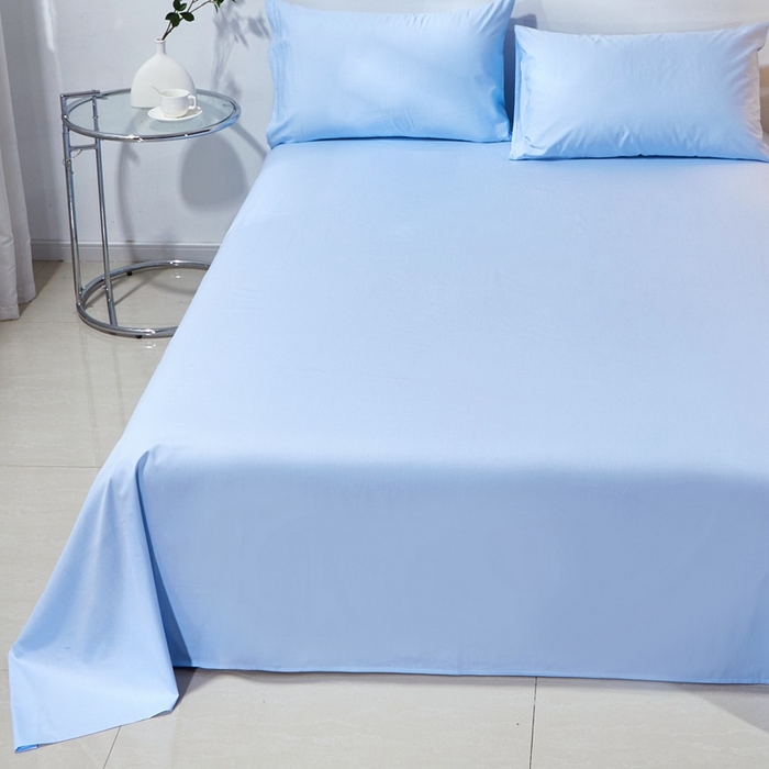 91家纺网 家纺一手货源 找家纺 晶缦家纺 2025新款喷气全棉13376纯棉斜纹纯色床单-沐兰 沐兰-天蓝