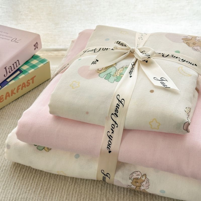 91家纺网 家纺一手货源 找家纺 2025新款双层纱印花卡通四件套-叠拍 小马宝莉