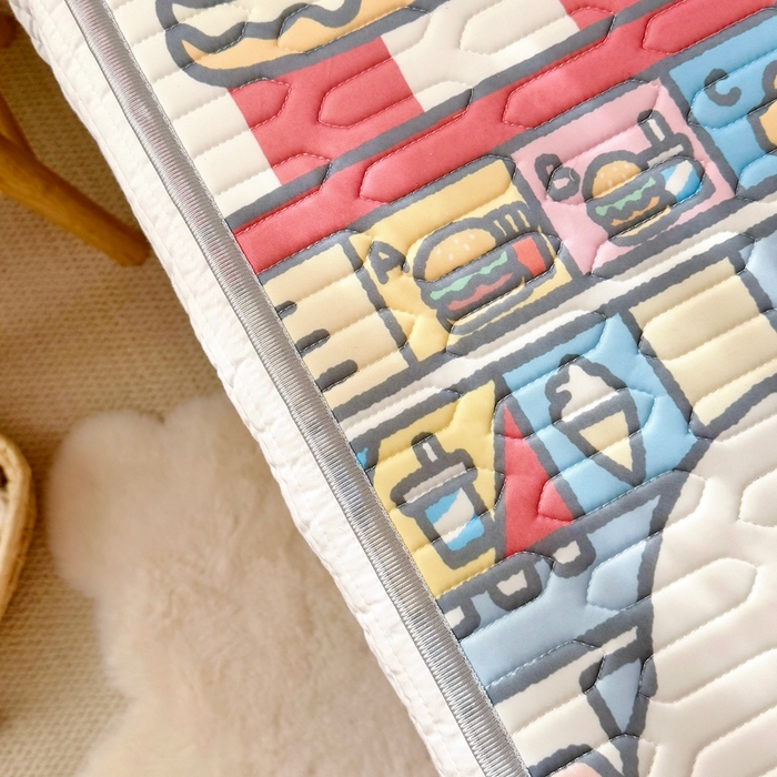 91家纺网 家纺一手货源 找家纺 美乐迪家纺 2025新款儿童乳胶凉席 汉堡伙伴