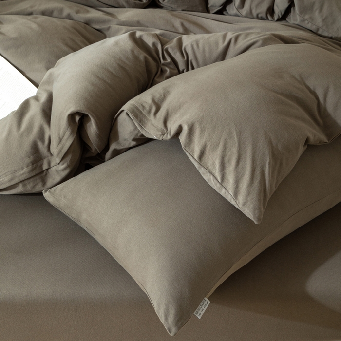 91家纺网 家纺一手货源 找家纺 梦可莱家居 2025春夏新品全棉针织棉纯色系列 烟灰