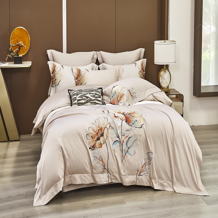 91家纺网 家纺一手货源 找家纺 爱情故事2025春夏居家新品四件套 玲珑-浅咖