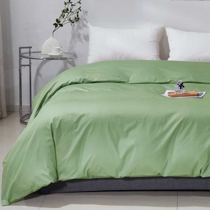 91家纺网 家纺一手货源 找家纺 晶缦家纺 2025新款喷气全棉13376纯棉斜纹纯色被套-沐兰 沐兰-抹茶绿