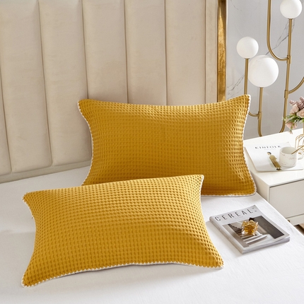 91家纺网 家纺一手货源 找家纺 （总）朴尔家纺-毛巾被 2025新款全棉纱布华夫格素色枕巾系列