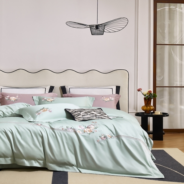 91家纺网 家纺一手货源 找家纺 爱情故事2025春夏居家新品四件套 盛夏-浅绿