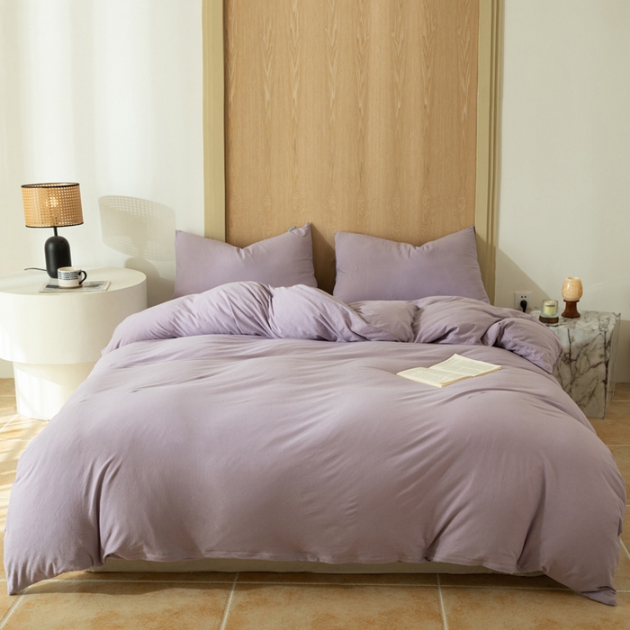 91家纺网 家纺一手货源 找家纺 梦可莱家居 2025春夏新品全棉针织棉纯色系列 梦幻紫