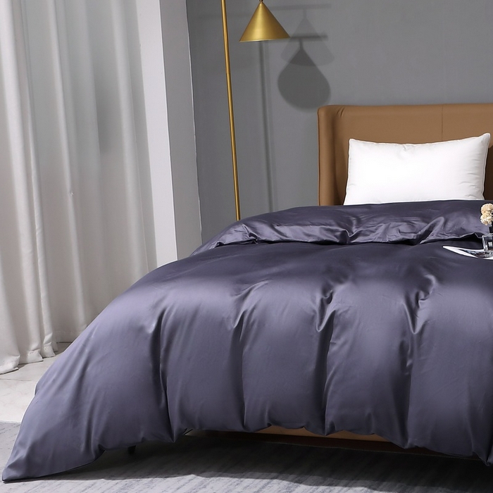 91家纺网 家纺一手货源 找家纺 晶缦家纺 2025新款全棉纯棉50支双股贡缎长绒棉纯色单品被套 绮芸-深度灰