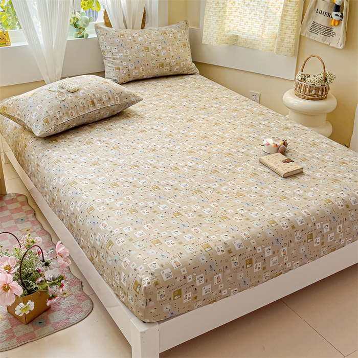 91家纺网 家纺一手货源 找家纺 名兮家居 2025新款全棉双层纱床笠 双层纱-波波乐园